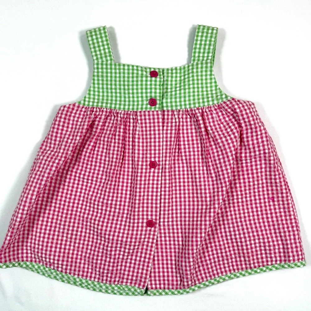 GOOD LAD Toddler Girls’ Tropical Appliqué Gingham Plaid Seersucker Dress Size 3T